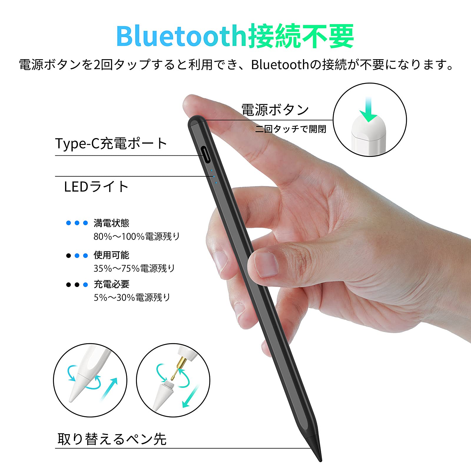 Amazon | 【2024年新登場 20分急速充電】 AiSFUL タッチペン iPad対応